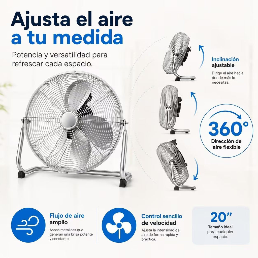 Tafelventilator van metaal, zilver, 130 W