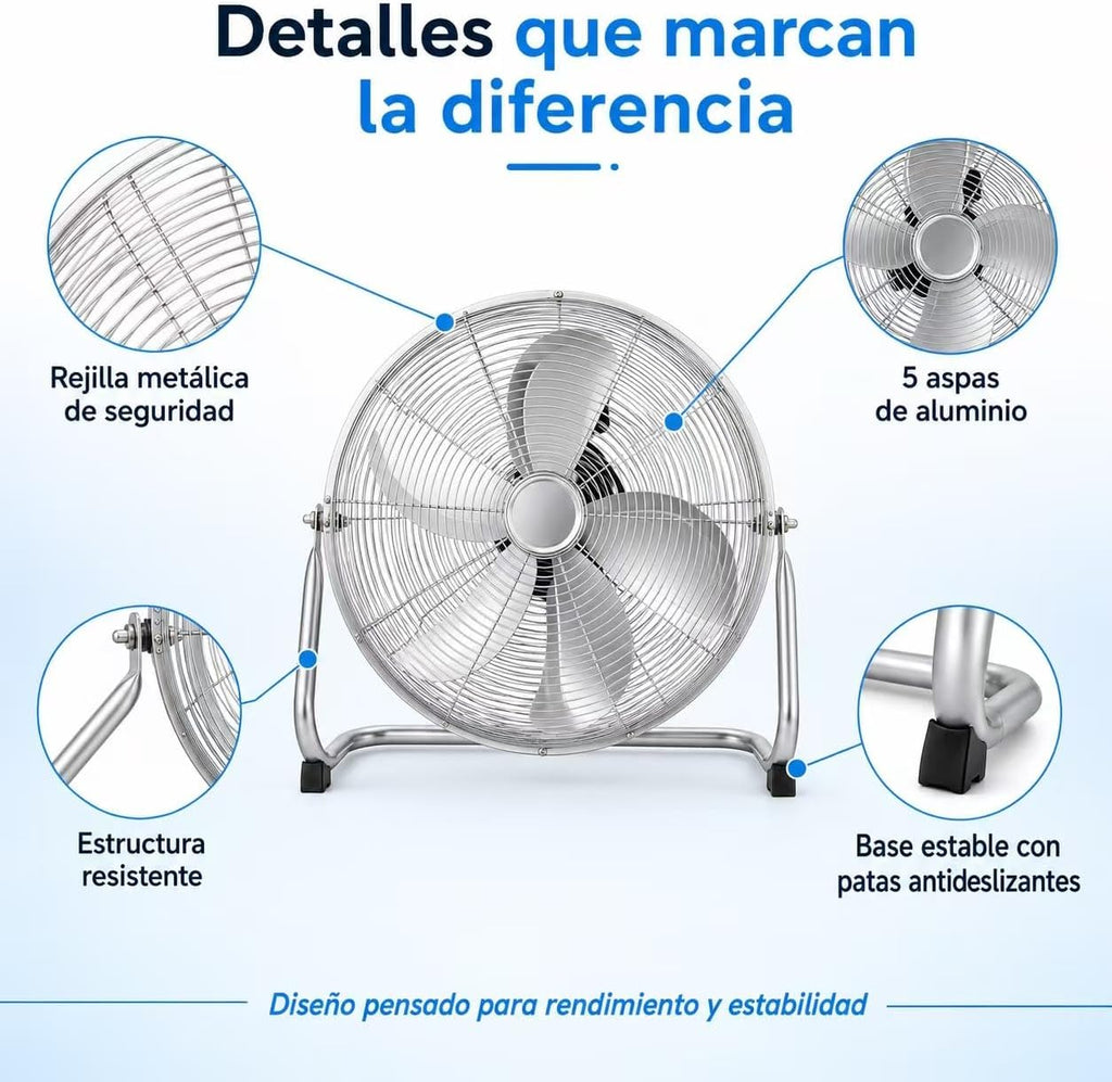 Tafelventilator van metaal, zilver, 130 W