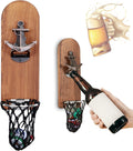 ZONSUSE Magnetische flesopeners met netvanger, wandgemonteerde houten bierflesopener, tracelloze kurkentrekker, thuisbaraccessoires voor keuken, tuin, buiten, ideale biergeschenken voor mannen