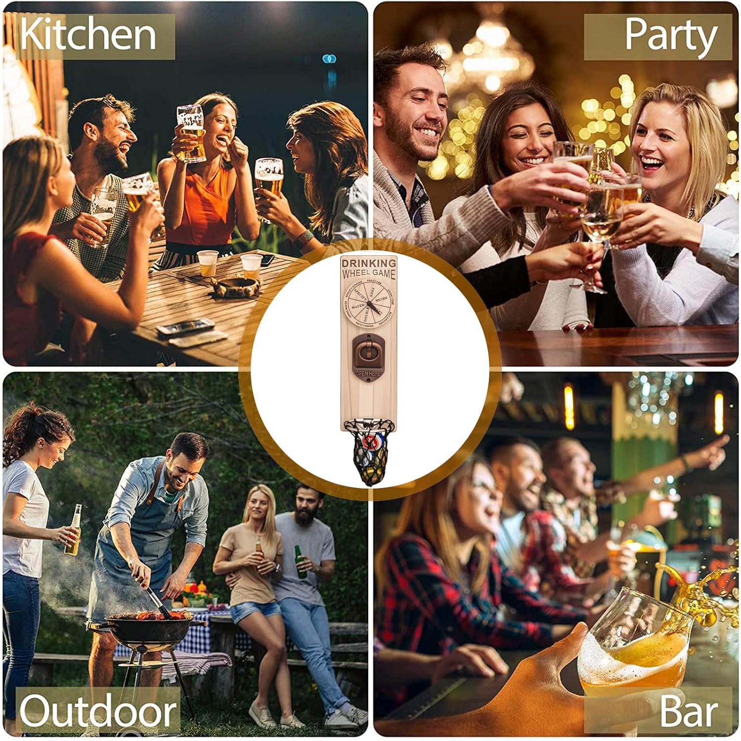 ZONSUSE Magnetische flesopeners met netvanger, wandgemonteerde houten bierflesopener, tracelloze kurkentrekker, thuisbaraccessoires voor keuken, tuin, buiten, ideale biergeschenken voor mannen