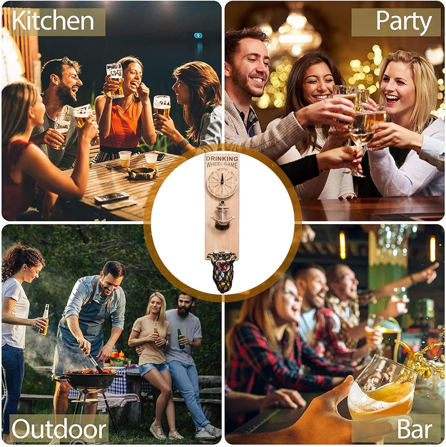 ZONSUSE Magnetische flesopeners met netvanger, wandgemonteerde houten bierflesopener, tracelloze kurkentrekker, thuisbaraccessoires voor keuken, tuin, buiten, ideale biergeschenken voor mannen