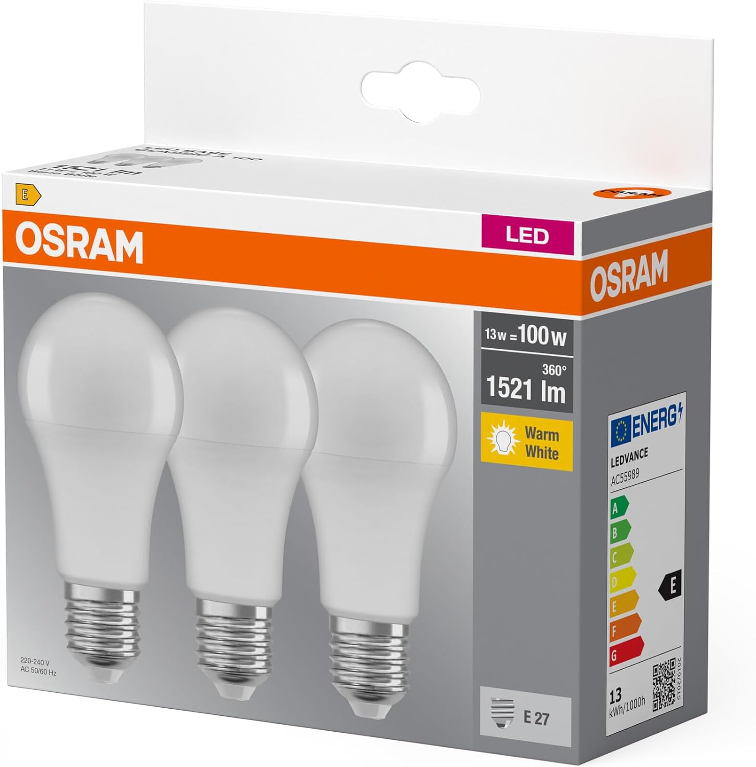 OSRAM LED lamp | Lampvoet: E27 | Warm wit | 2700 K | 13 W